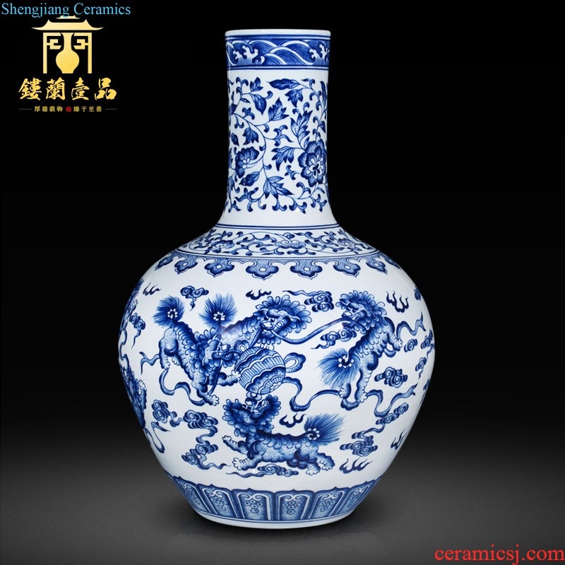 Jingdezhen ceramics hand-painted flower vase new Chinese style household living room TV cabinet craft decoration wedding furnishing articles