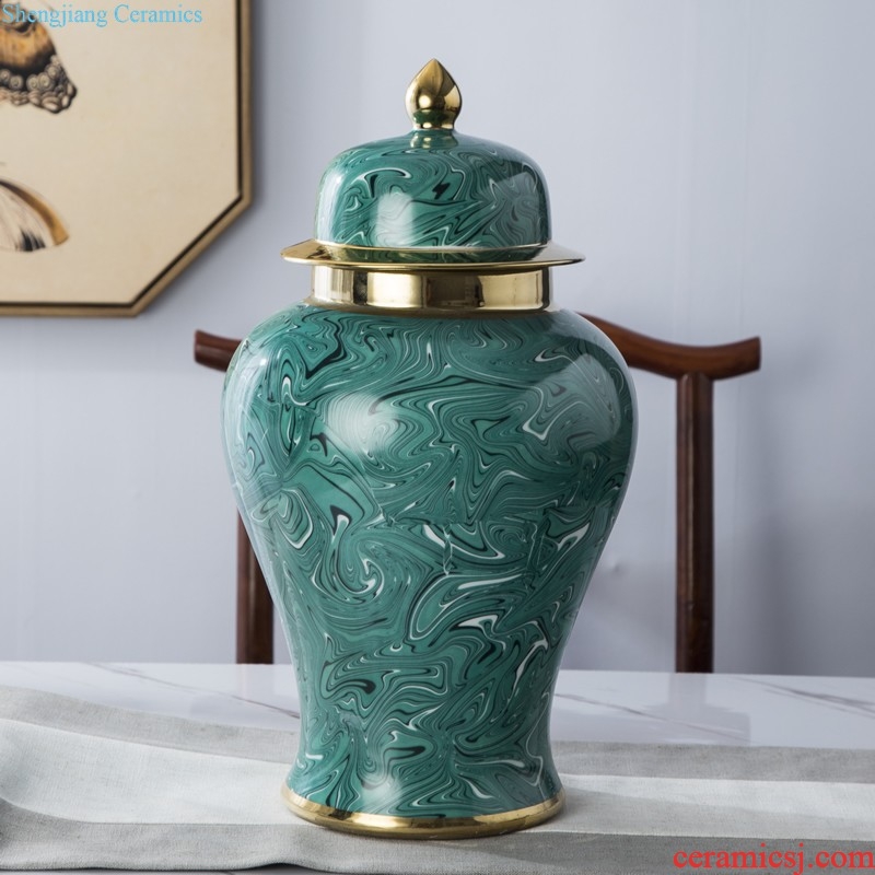 Jingdezhen ceramics celadon vase carving flower arrangement sitting room home pottery soft adornment restoring ancient ways furnishing articles