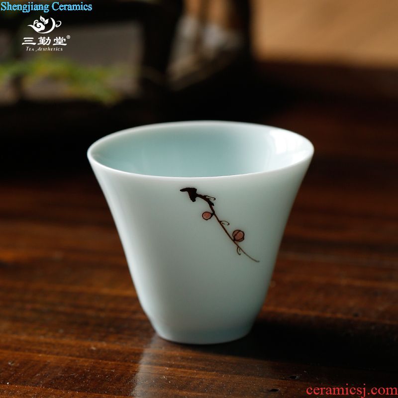 Three regular class six degrees of cup small ceramic cups hand-painted personal sample tea cup double S42107 kung fu tea master cup