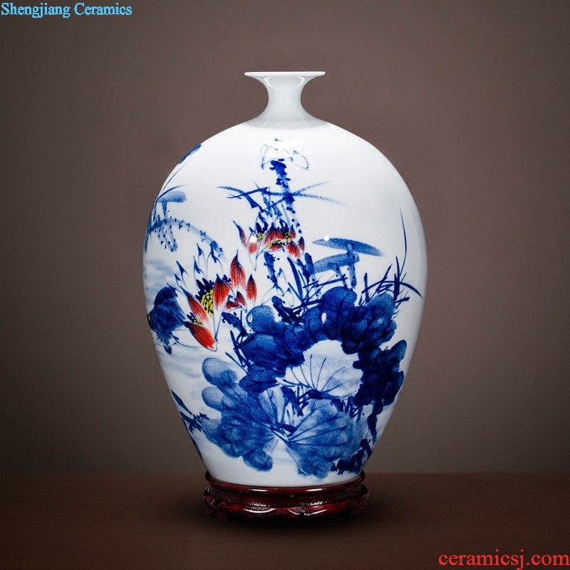 Jingdezhen ceramic hand-painted large blue and white porcelain vase Lin He spring sitting room adornment TV setting wall furnishing articles