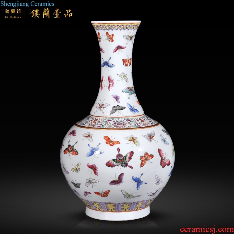 Jingdezhen imperial kiln chinaware imitation qing qianlong medallion four seasons flower enamel bottle of the sitting room decorate household