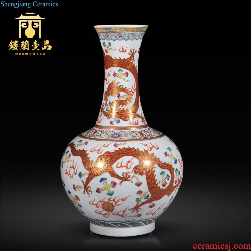 Jingdezhen imperial kiln chinaware archaize qianlong powder enamel vase okho spring sitting room adornment home furnishing articles