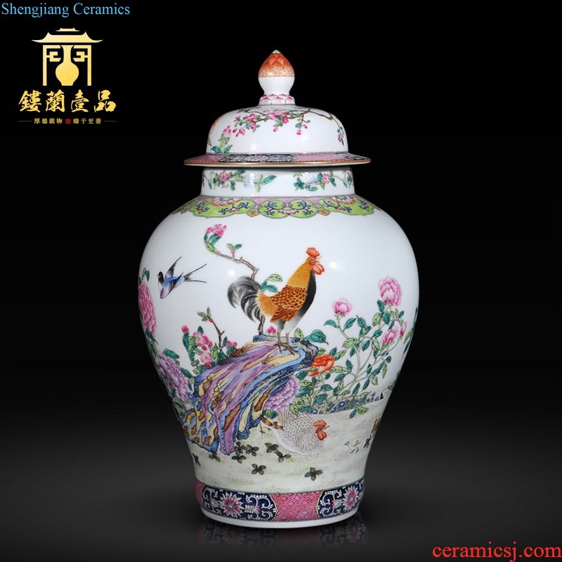 Jingdezhen ceramics imitation qing qianlong emperor kiln green pastel flowers around branches volume bottle mouth sitting room collection furnishing articles