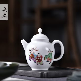 JingJun jingdezhen hand-painted ceramic teapot kung fu tea set single pot of tea set to filter the teapot