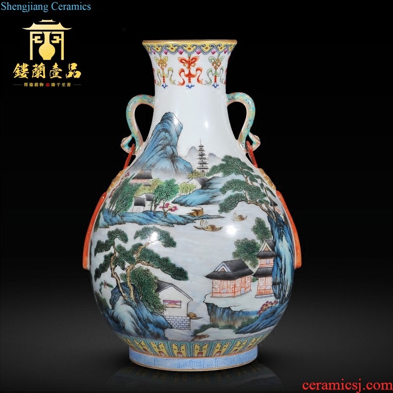 Jingdezhen ceramics Imitation qing qianlong pastel steak floral sanduo grain three bottles The sitting room adornment is placed