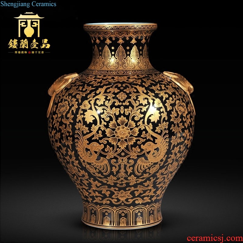 Jingdezhen porcelain imitation yongzheng emperor kiln in pastel yellow like the plum and the bamboo grain on olive bottles of sitting room adornment collection furnishing articles