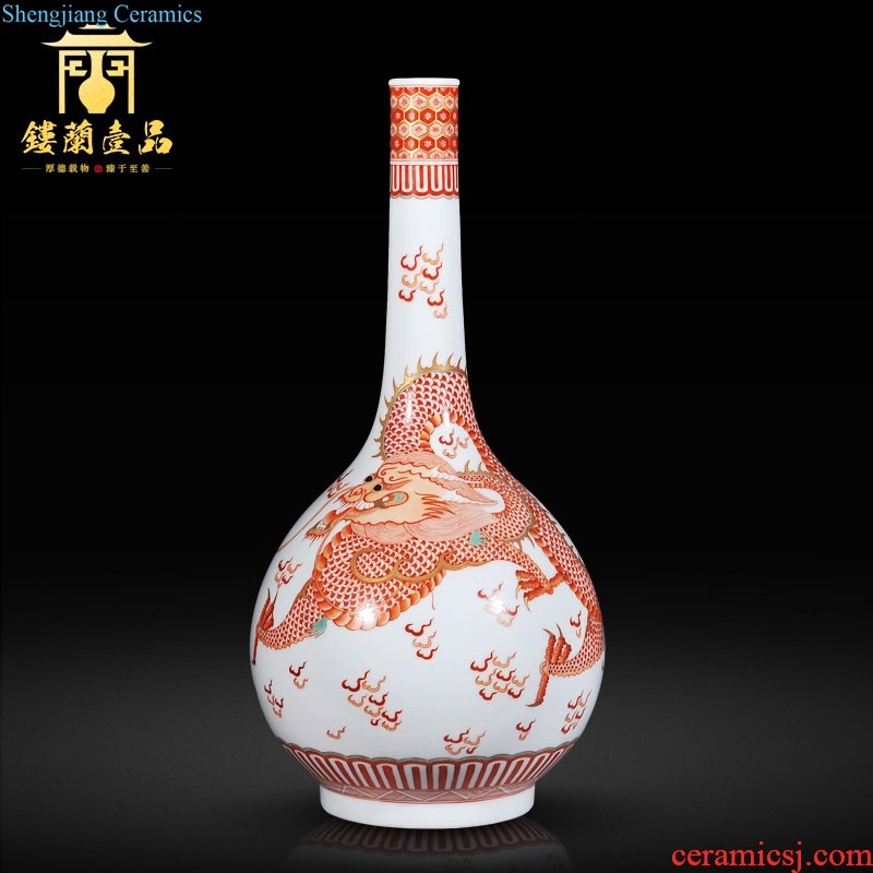 Jingdezhen imperial kiln chinaware imitation qianlong offering sitting room adornment colour pastel blue flowers poetry bottle collection furnishing articles