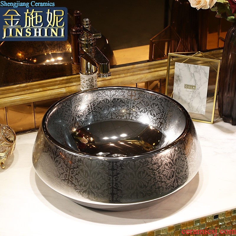 Gold cellnique stage basin of jingdezhen ceramic lavabo that defend bath lavatory basin Square glass stones