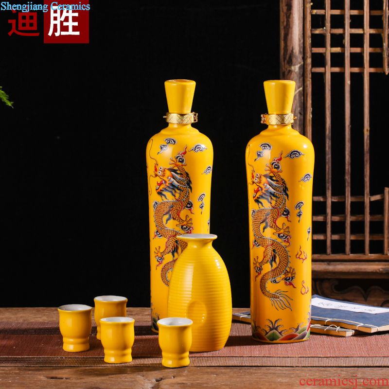 Jingdezhen ceramic bottle gourd wine pot 1 catty household imitation bronze small jar sealing wine bottle furnishing articles