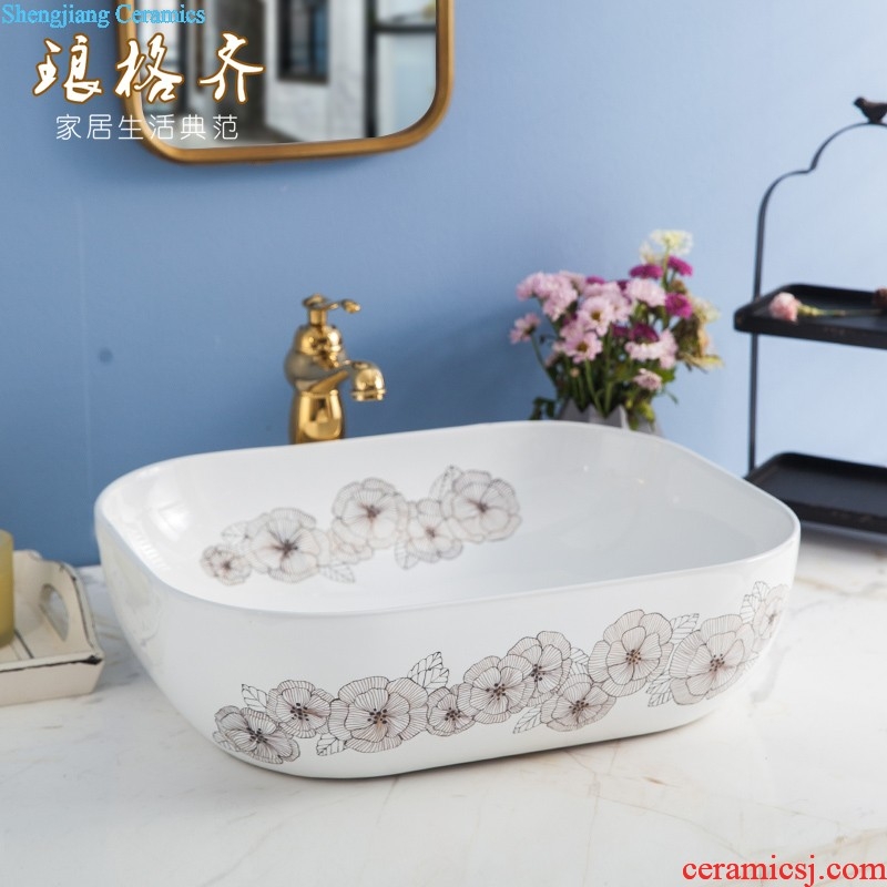 Post, the package mail Jingdezhen ceramic art mop basin mop mop pool pool Blue and white chrysanthemum petals blue