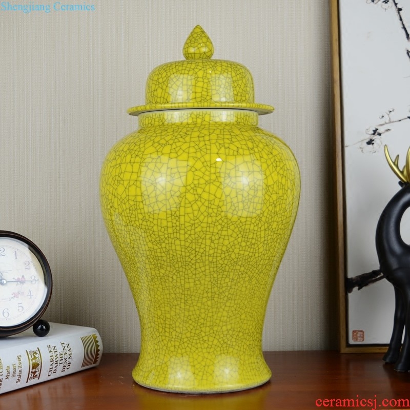 Jingdezhen ceramics Archaize peacock blue vase Chinese sitting room ark creative retro furnishing articles ornaments