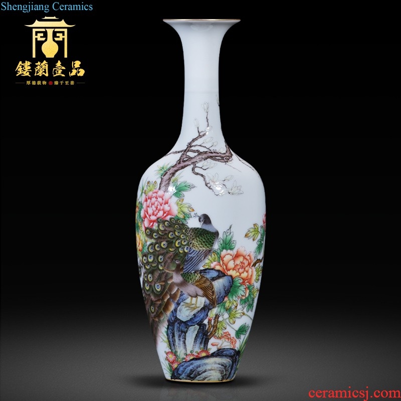 Jingdezhen ceramics by hand draw pastel landscape decoration large vases, new Chinese style living room home furnishing articles