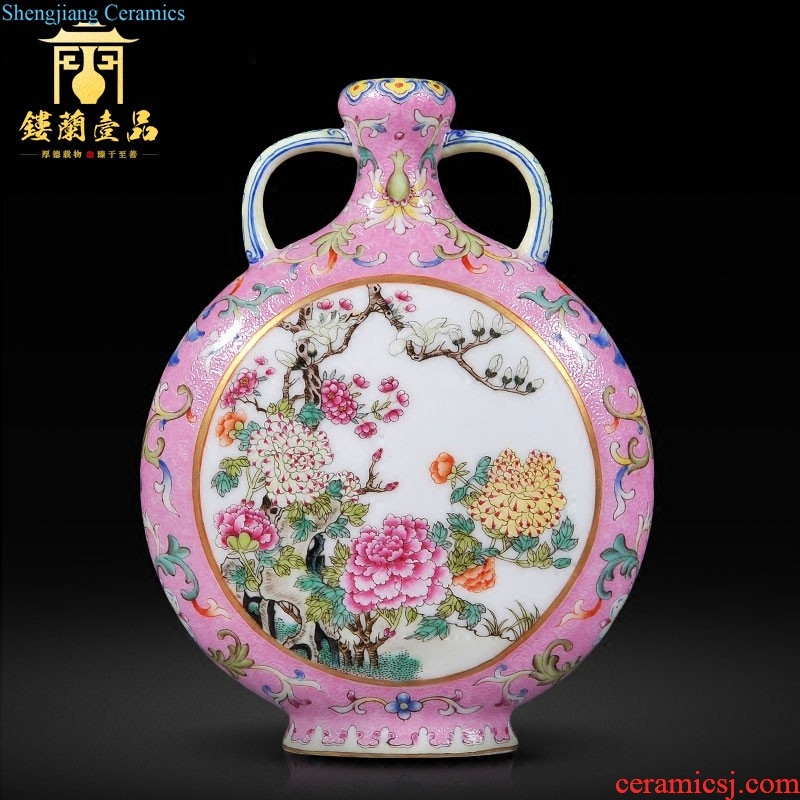 Jingdezhen imperial kiln chinaware archaize qianlong pastel grain okho spring vases, Chinese style porch decorate household furnishing articles