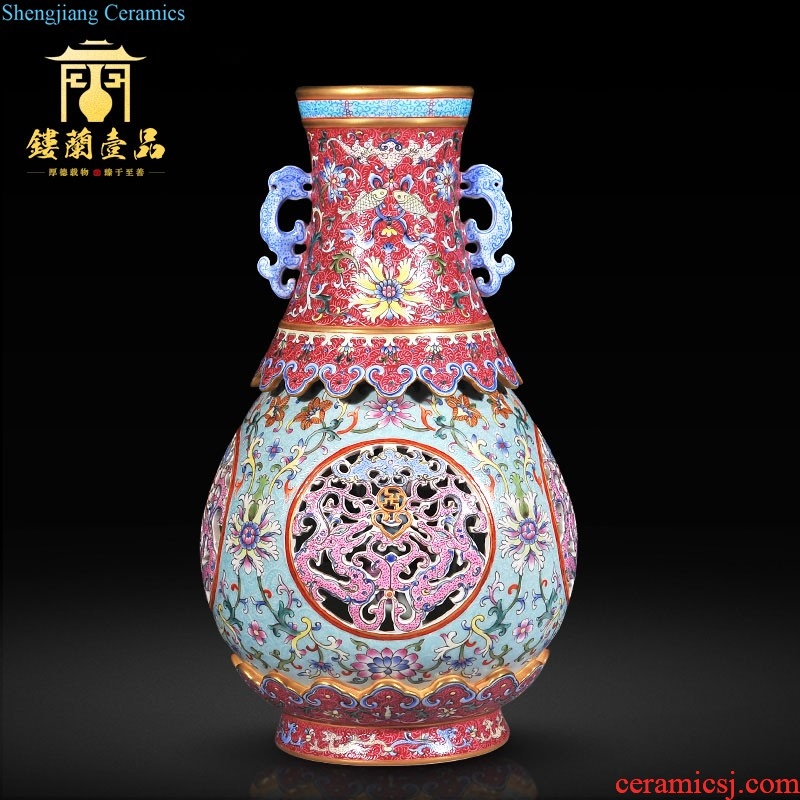 Jingdezhen imperial kiln chinaware imitation qing qianlong pastel flowers pattern tree sitting room of Chinese style decorative furnishing articles