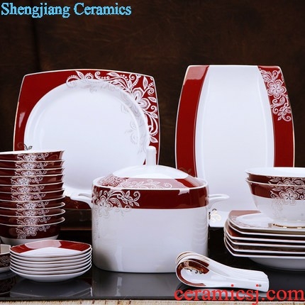 Jin qiu tong Jingdezhen chinaware paint edge in household style of 58 skull porcelain tableware suit bowl plates