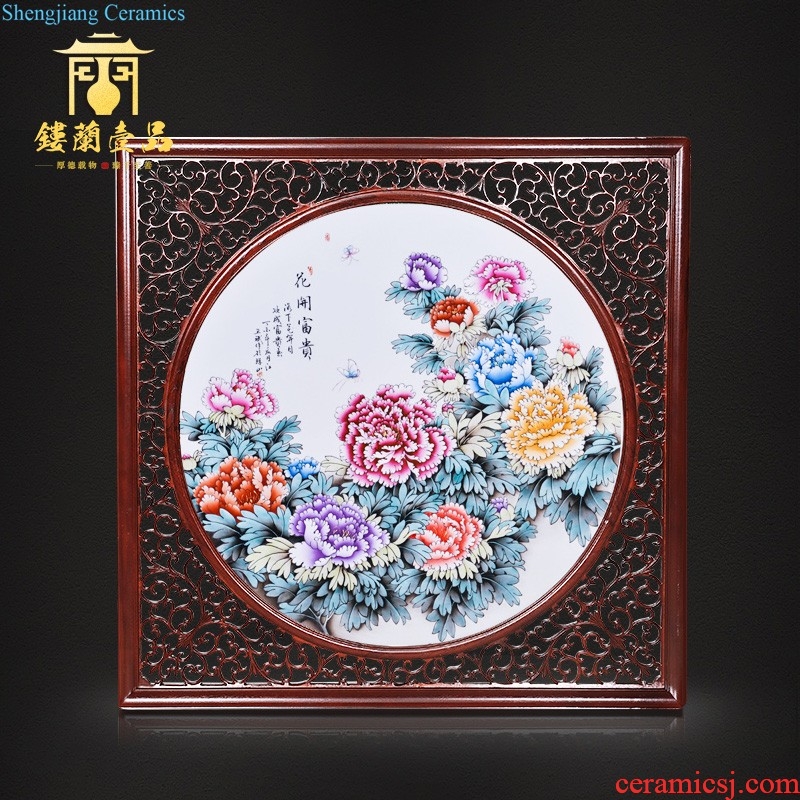 Jingdezhen ceramics hand-painted flowers adornment metope porcelain plate hang a picture to Chinese mural home furnishing articles in the living room