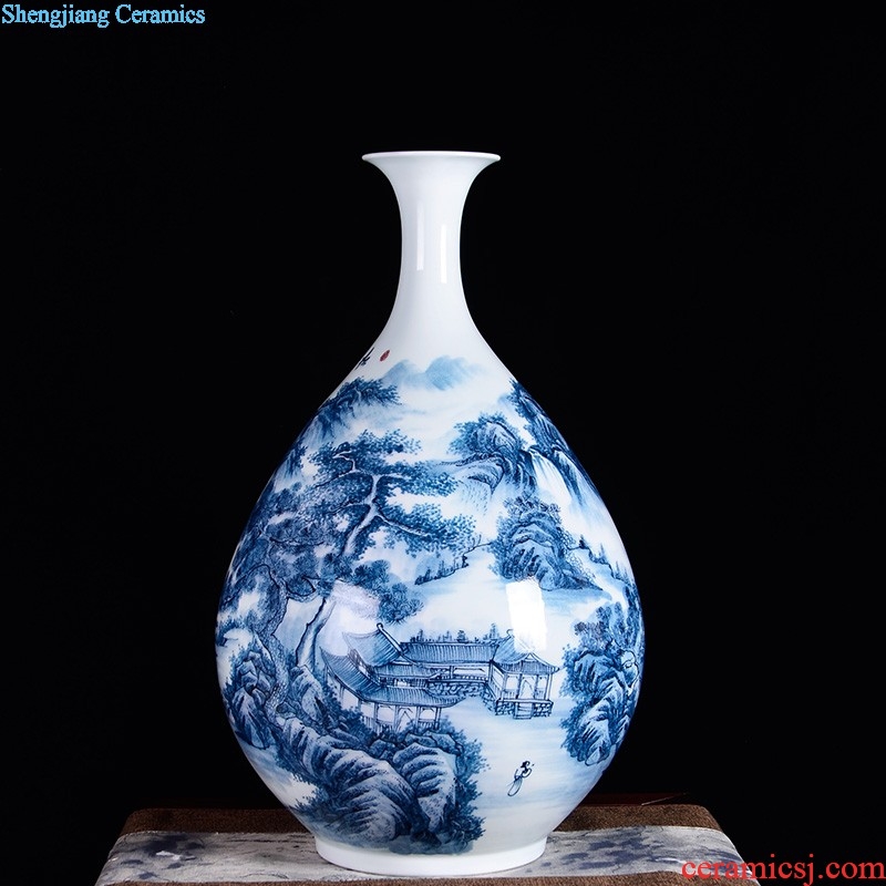 D2 jingdezhen ceramics binaural high landing big vase furnishing articles flower arranging archaize sitting room decoration home decoration