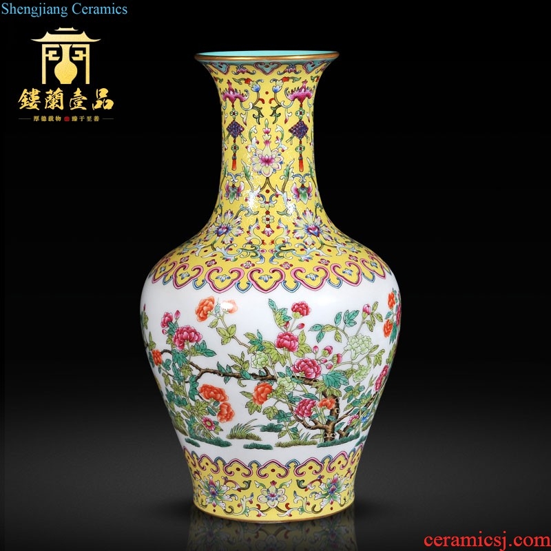 Jingdezhen ceramics imitation qing jiaqing emperor kiln enamel with the peach flowers poetry collection furnishing articles sitting room