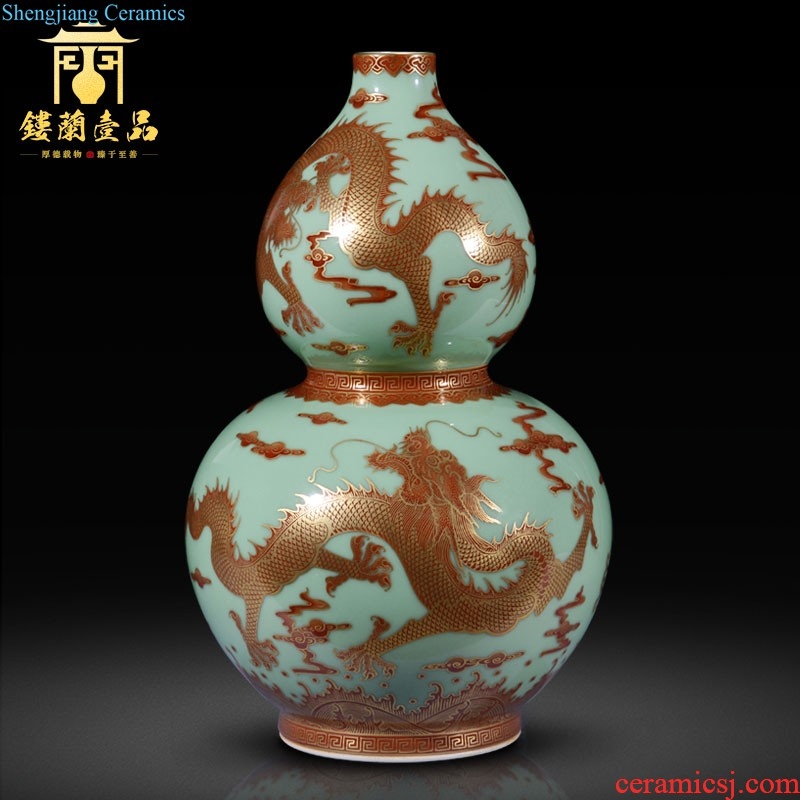 Jingdezhen ceramics hand-painted pastel dried flowers big vase book picture scroll of Chinese style household adornment of contemporary sitting room is placed