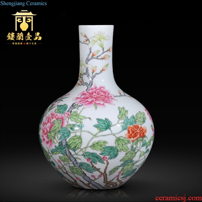 Jingdezhen imperial kiln chinaware archaize qianlong pastel icing on the cake celestial vase sitting room decorative furnishing articles