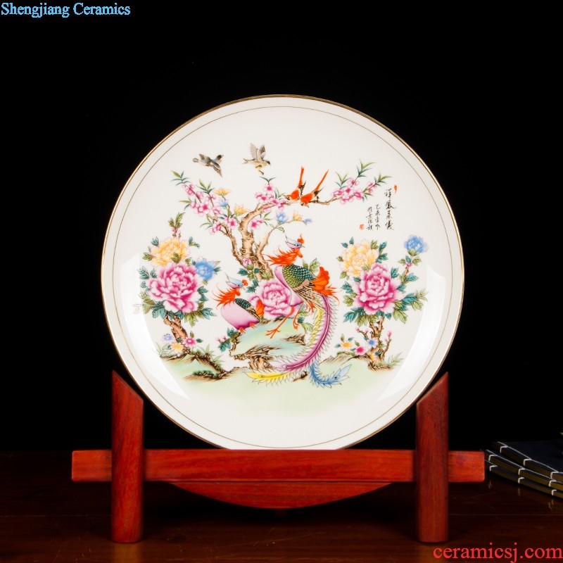 Z032 jingdezhen chinaware paint edge bone China hang dish decorative plate of the sitting room decorates place large parrot