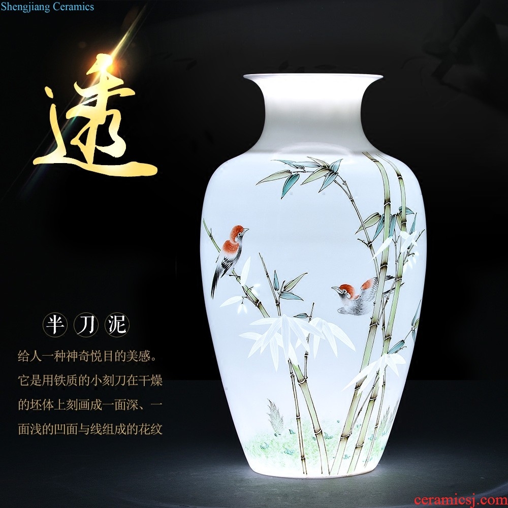 Jingdezhen ceramics vase hand-painted shan cheng jing study of TV ark hotel decoration of Chinese style household furnishing articles