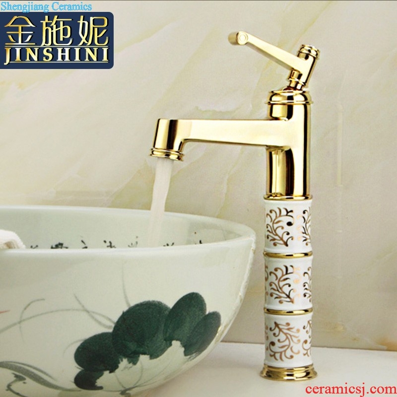 Gold cellnique pillar basin ceramic sanitary ware lavatory washbasins one-piece toilet floor balcony art basin