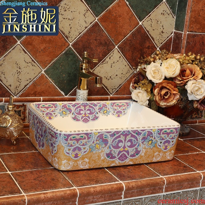 Gold cellnique modern stage basin rectangle ceramic art basin to wash their hands lavatory basin that wash a face plate of small size