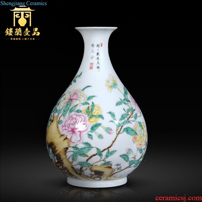 Grilled jingdezhen imperial kiln chinaware imitation qing qianlong pastel flowers flower live gourd vases sitting room home furnishing articles