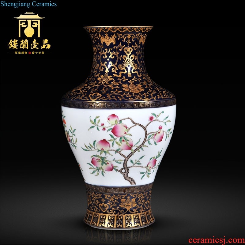 Jingdezhen imperial kiln chinaware archaize yongzheng pastel peony celestial big vase sitting room home furnishing articles