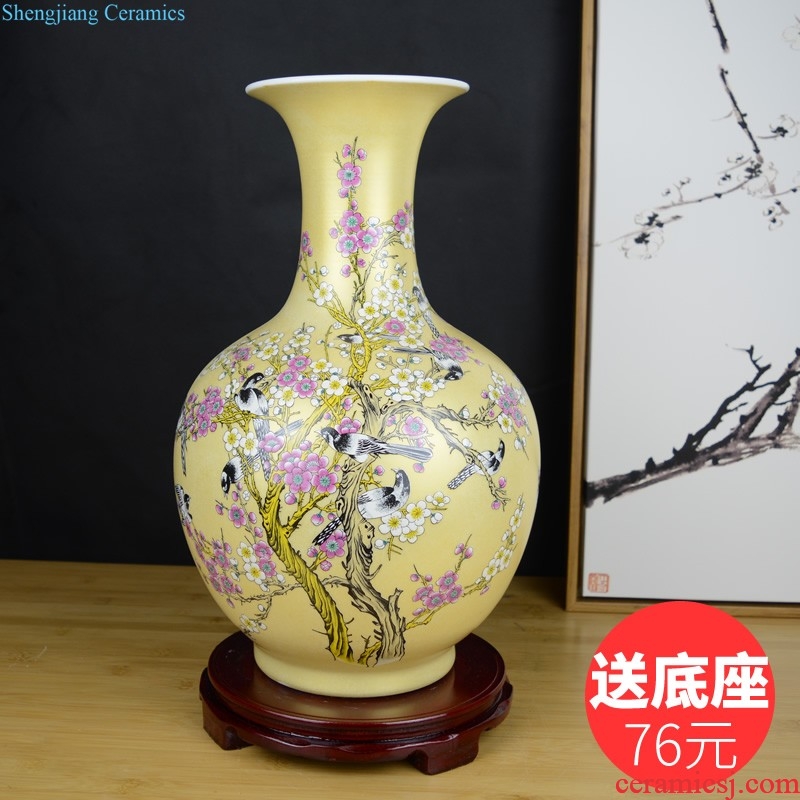 Chinese style restoring ancient ways of jingdezhen ceramics green glaze vase sitting room porch rich ancient frame home decoration handicraft furnishing articles