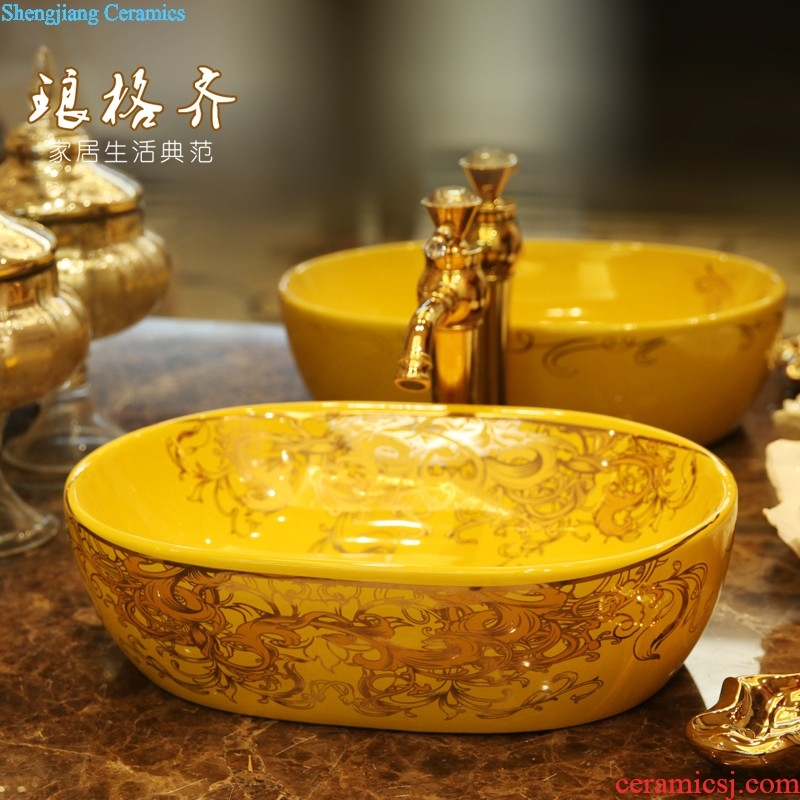 Koh larn, qi stage basin ceramic lavabo gold-plated lavatory basin of elliptic toilet art restoring ancient ways roses