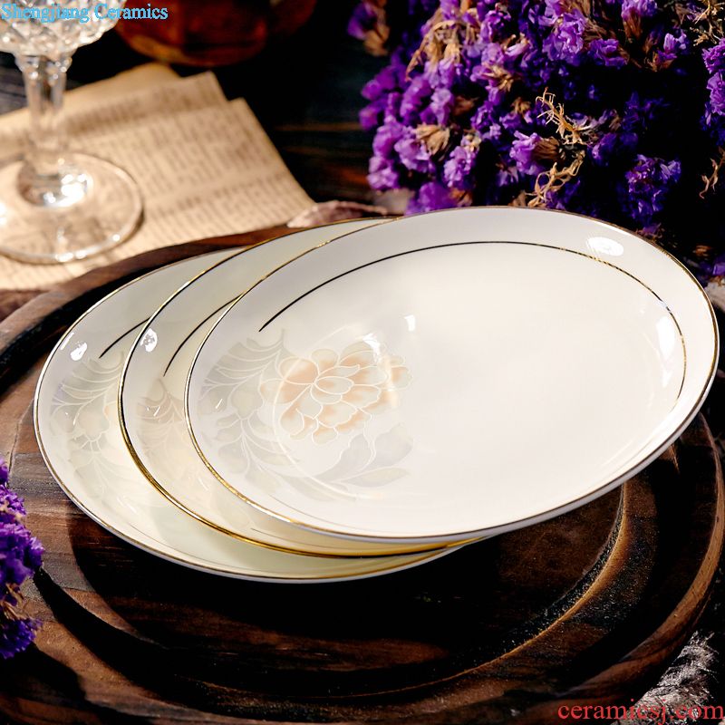 Jingdezhen porcelain tableware portfolio bone bone porcelain ceramic tableware suit dish bowl round plate