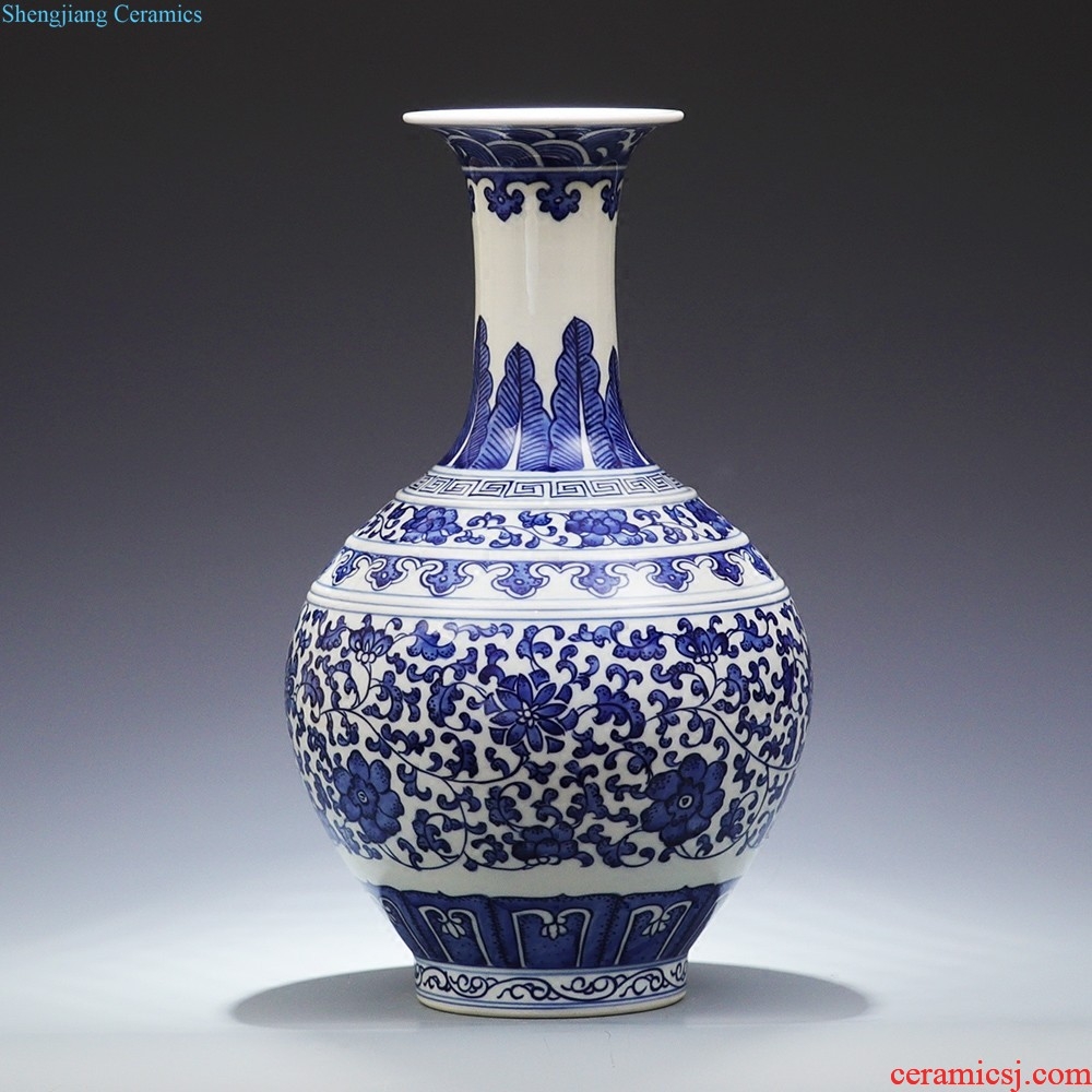 Jingdezhen ceramics new Chinese style household furnishing articles blue and white porcelain vase hand-painted landscape flower arrangement sitting room adornment