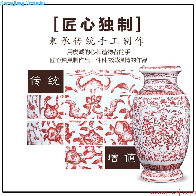 Jingdezhen ceramics vase small hand-painted pastel painting of flowers and flower arranging new sitting room of Chinese style household handicraft furnishing articles