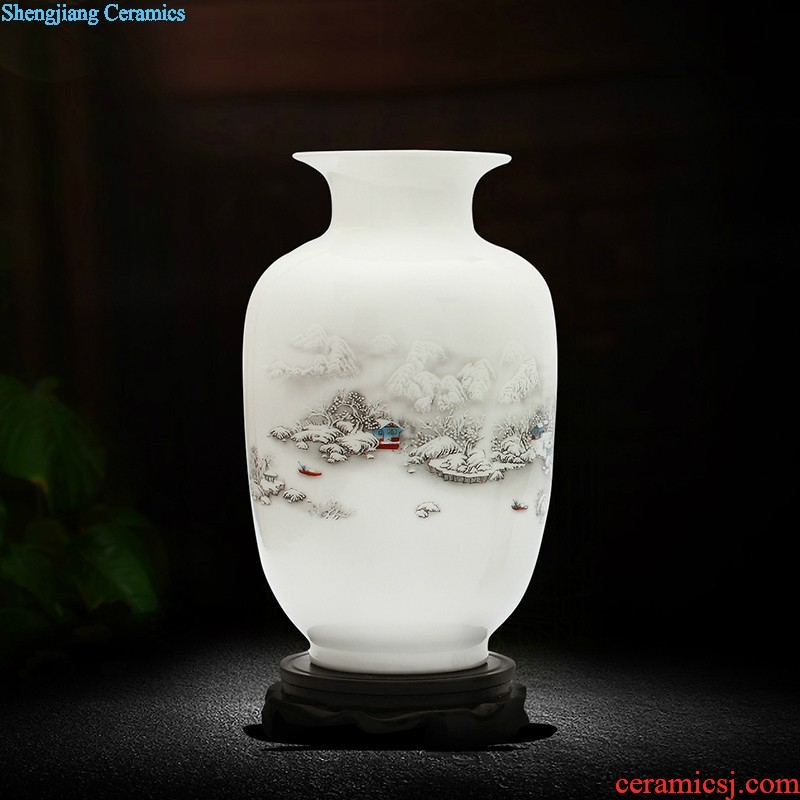 Jingdezhen ceramics three-piece floret bottle of Chinese style household living room TV cabinet decoration crafts are arranging flowers