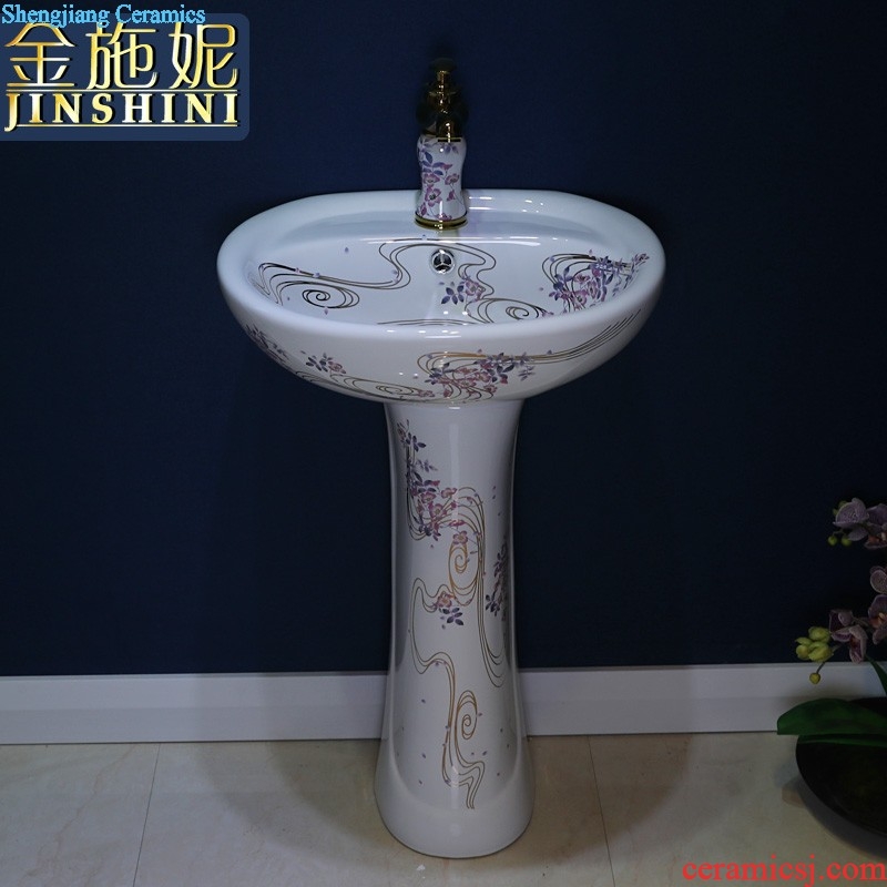 Gold cellnique ceramics column type lavatory pillar lavabo toilet basin basin of small family pillar