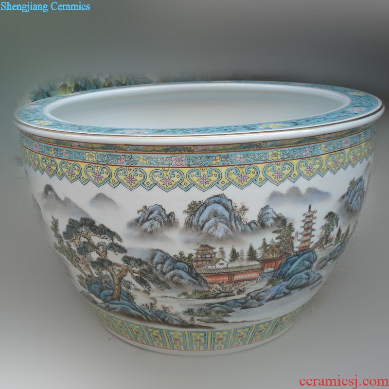 Hand-painted goldfish fish basin of jingdezhen ceramic porcelain painting inside and outside have sex shallow tortoise goldfish porcelain basin
