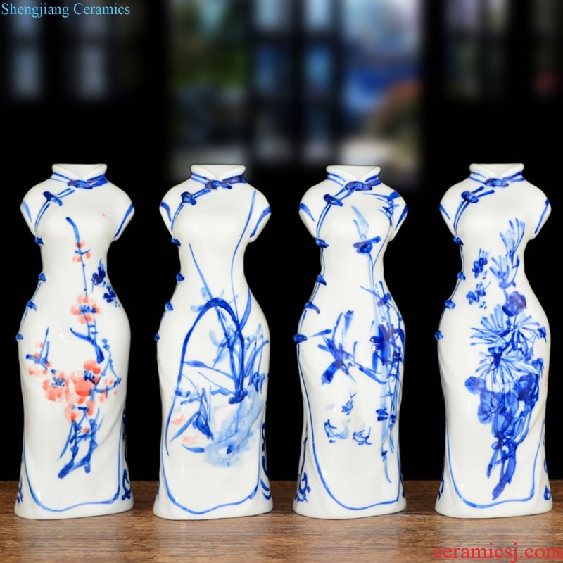 Three Yang kaitai, jingdezhen ceramics kiln rich ancient frame vase Chinese style restoring ancient ways sitting room adornment handicraft furnishing articles