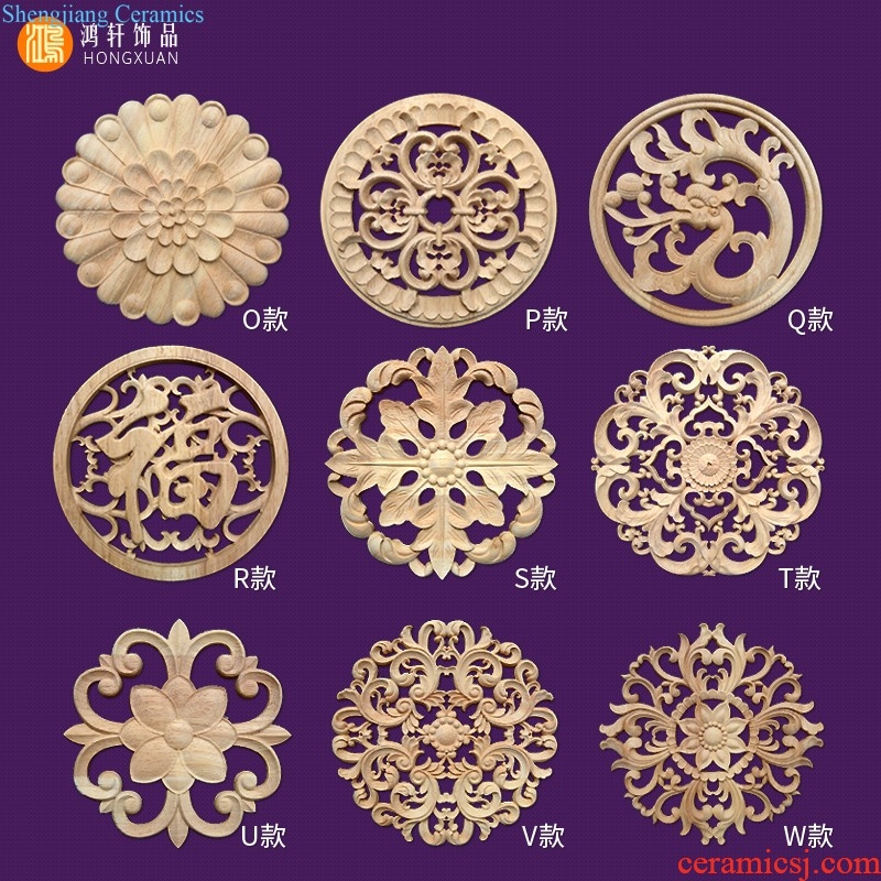 European decals flower piece of solid wood decorative woodcarving dongyang woodcarving wall decals furniture cabinet decorative decal Chinese background