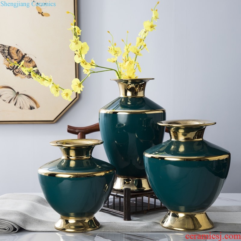 Jingdezhen ceramics Manual celadon vase Chinese style restoring ancient ways of sitting room rich ancient frame home furnishing articles