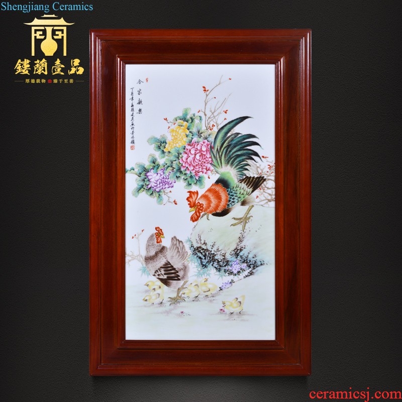 Jingdezhen ceramics hand-drawn characters adornment metope hangs a picture lotus pond qing porcelain plate heat home background is placed in the living room