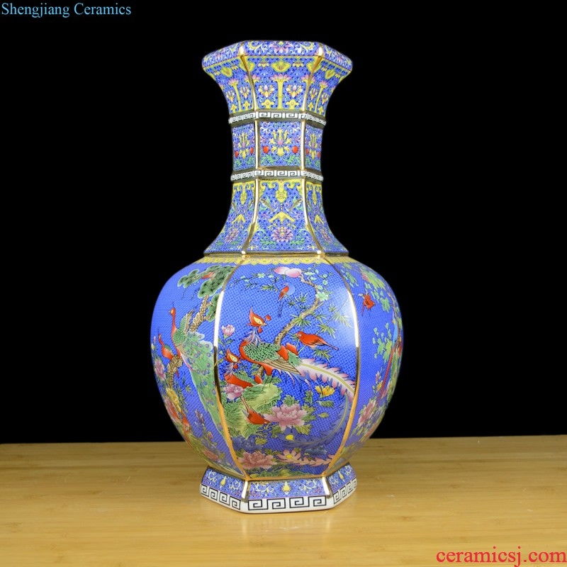 Jingdezhen chinaware paint colored enamel vase sitting room of Chinese style restoring ancient ways porch large home furnishing articles