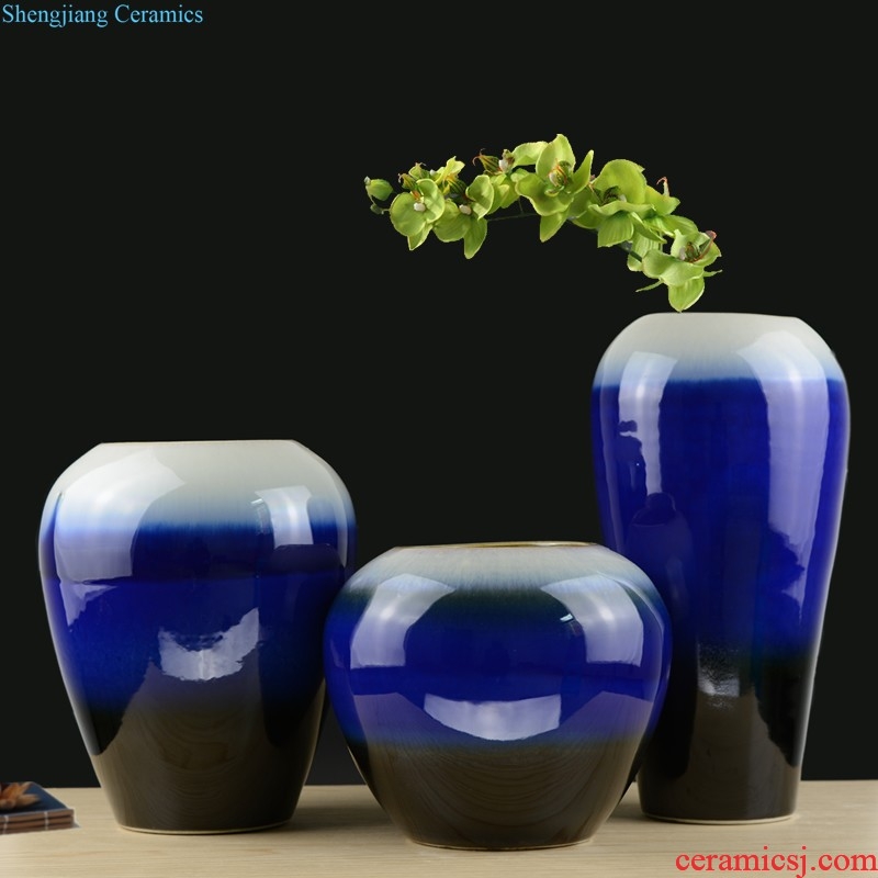 Jingdezhen ceramics kiln vase three-piece new Chinese flower arranging home furnishing articles sitting room adornment handicraft