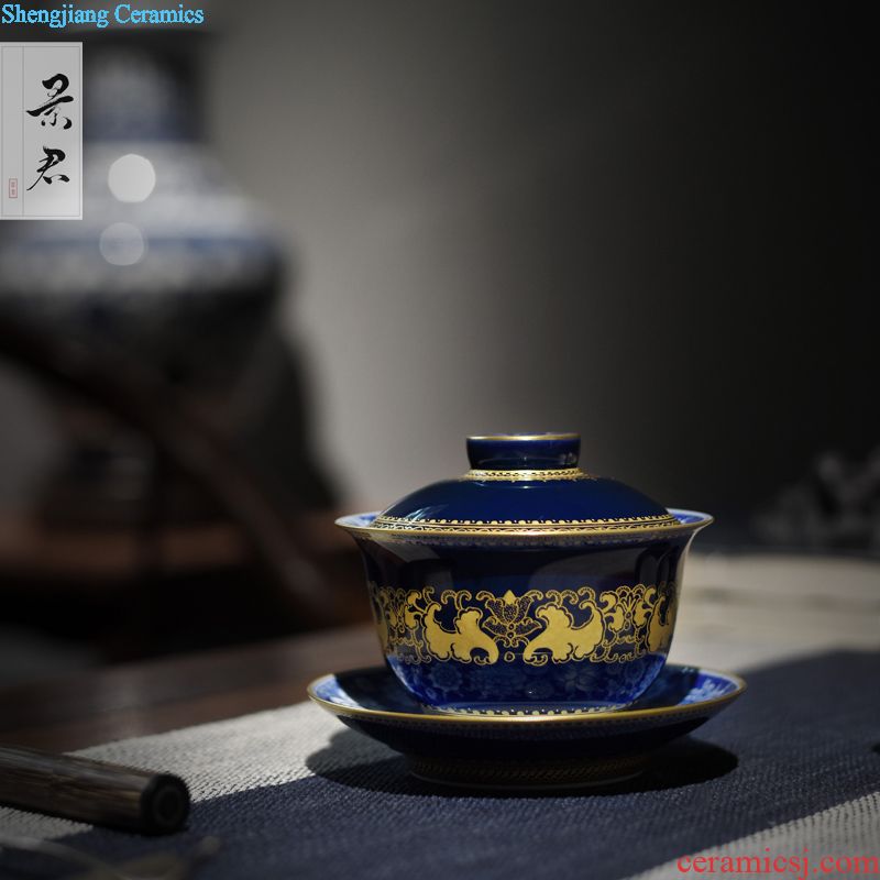 JingJun jingdezhen ceramic cups kung fu masters cup hand-painted sample tea cup noggin all hand of blue and white porcelain tea set