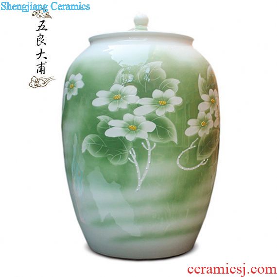 Blue and white porcelain of jingdezhen ceramics collection manual medicine bottle wine bottle bubble 30 kg jar hand-painted phoenix