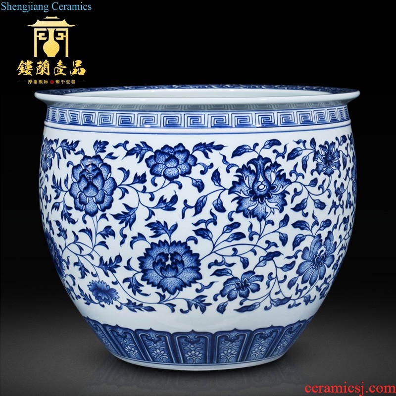 Jingdezhen ceramics high imitation qing qianlong pastel dragon general tank Chinese style living room home decoration collection furnishing articles