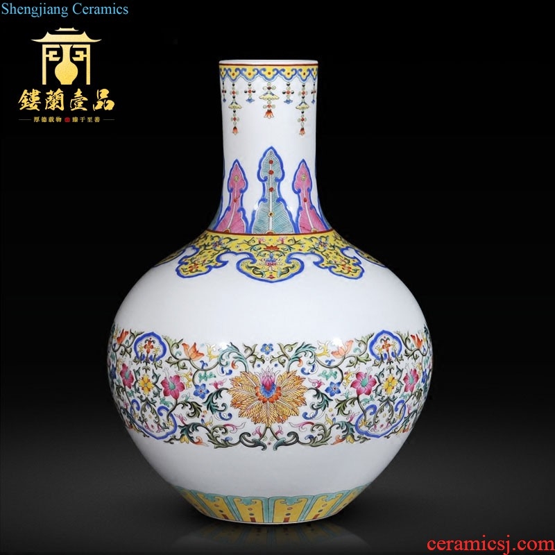 Jingdezhen imperial kiln chinaware imitation qing yongzheng bucket color picking flowers plum bottle collection sitting room adornment home furnishing articles