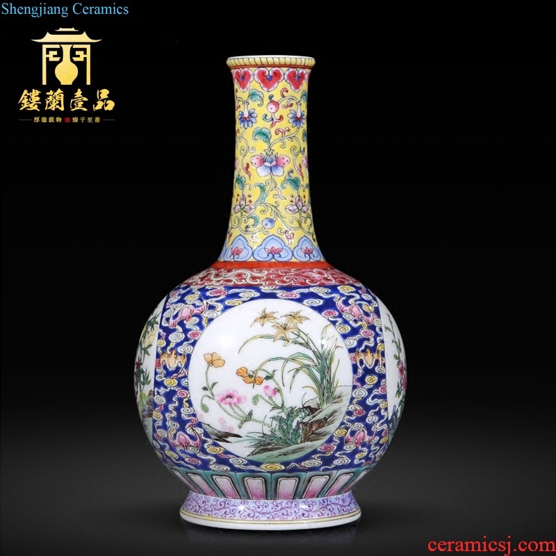 Jingdezhen imperial kiln chinaware blue colour imitation qing qianlong offering dragon mei bottles of sitting room decorative home furnishing articles collection