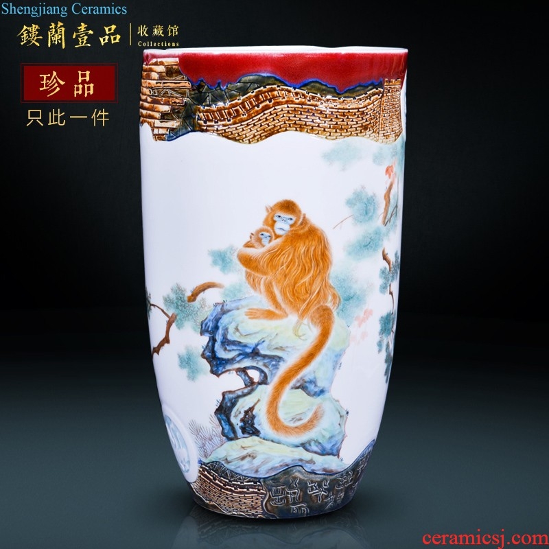 Jingdezhen ceramics imitation qing qianlong powder enamel vase all around open the big living room home furnishing articles collection